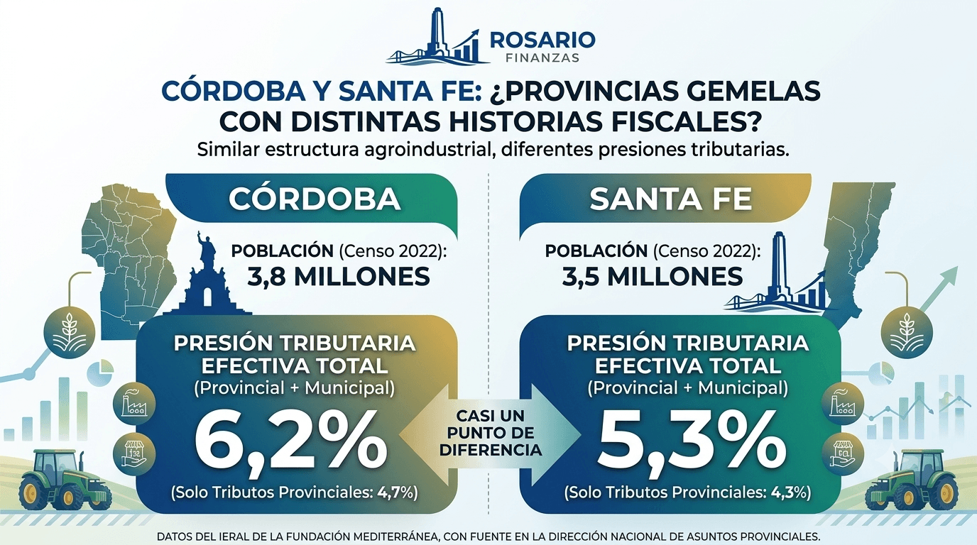Córdoba cobra más, Santa Fe recauda mejor.